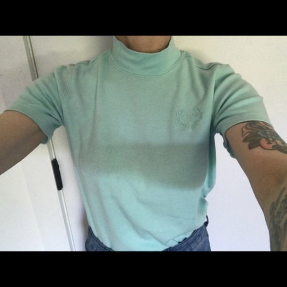 Blair Mock Neck Short Sleeve Blouse Sea foam - Picture 5 of 15